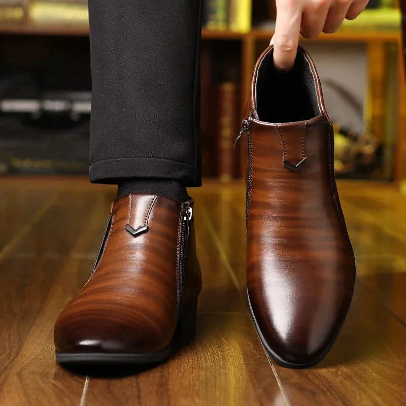 Anthony Classic Burnished Ankle Boots | Side-Zip Pointed Toe Shoes - Image 3