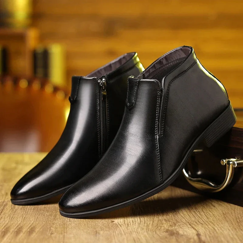 Anthony Classic Burnished Ankle Boots | Side-Zip Pointed Toe Shoes - Image 5