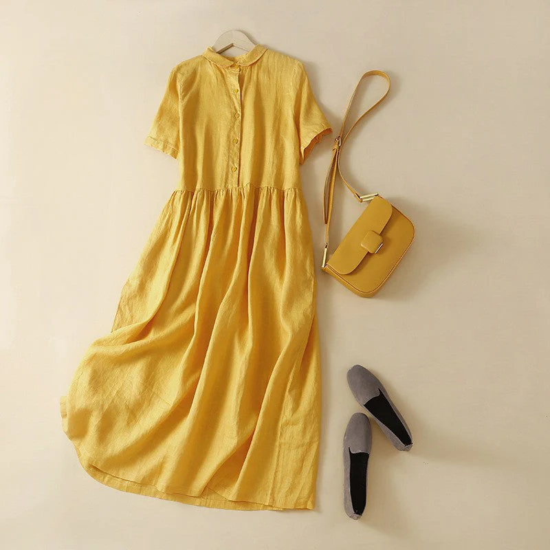 Alice Relaxed Fit Midi Dress | Collared Button Front Dress - Image 3
