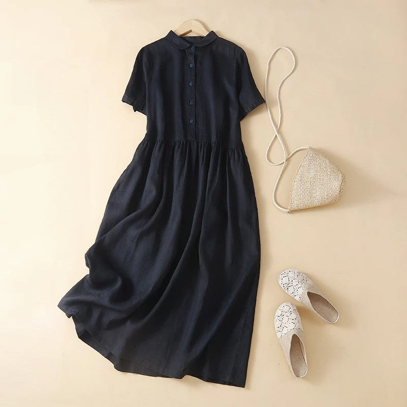 Alice Relaxed Fit Midi Dress | Collared Button Front Dress - Image 4
