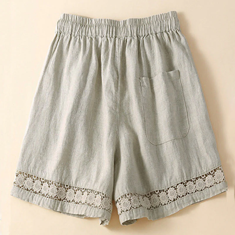 Alice Relaxed Fit Shorts | Lace Trim Drawstring Waist Shorts - Image 2