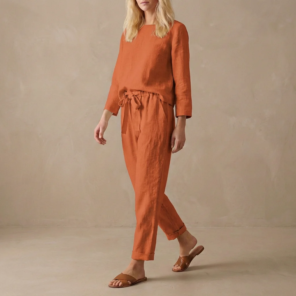 Women's Loungewear Set - Relaxed Fit - Blouse & Pants - Image 2