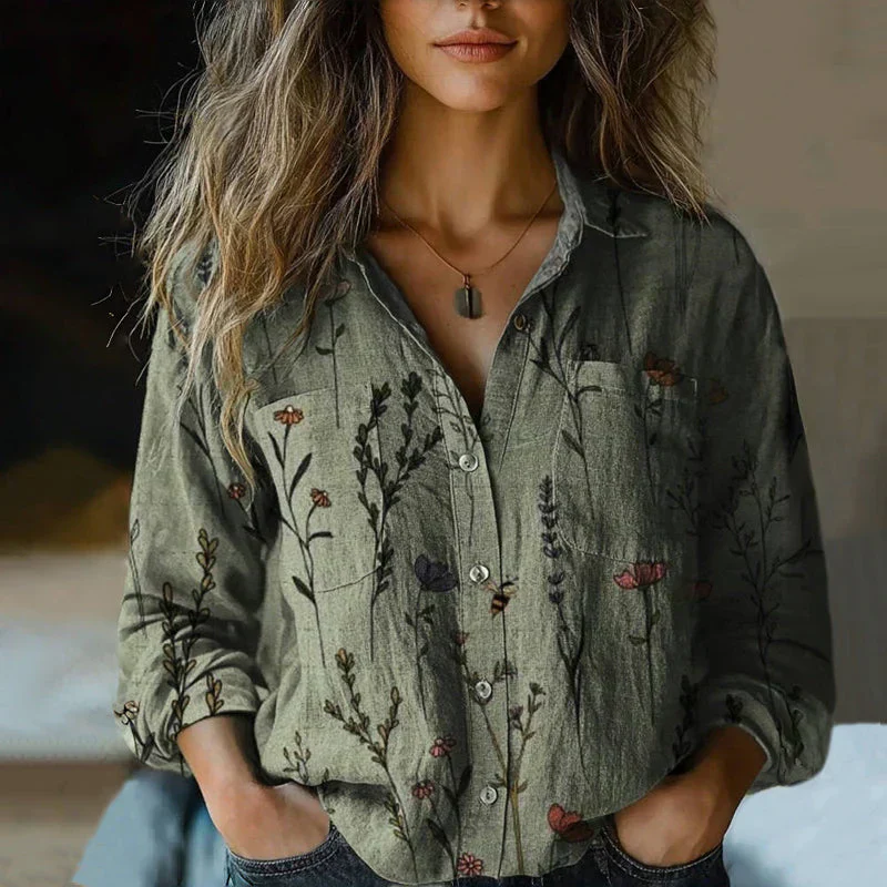 Amelia Relaxed Fit Button-Front Blouse | Bandana Print Collar Blouse - Image 3