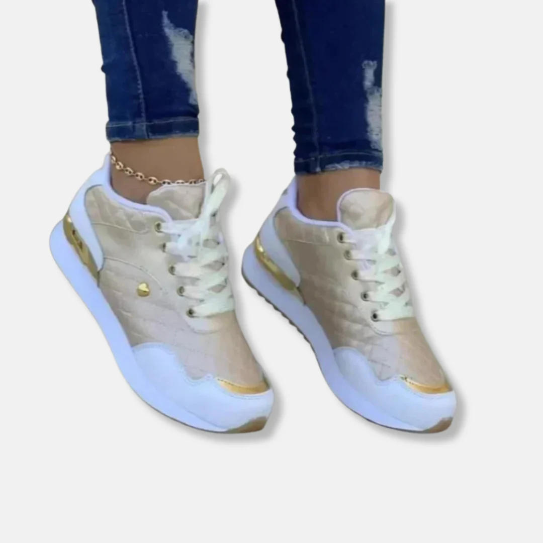 Amelia Orthopedic Quilted Sneakers | Gold Accent Heart Sneakers - Image 4