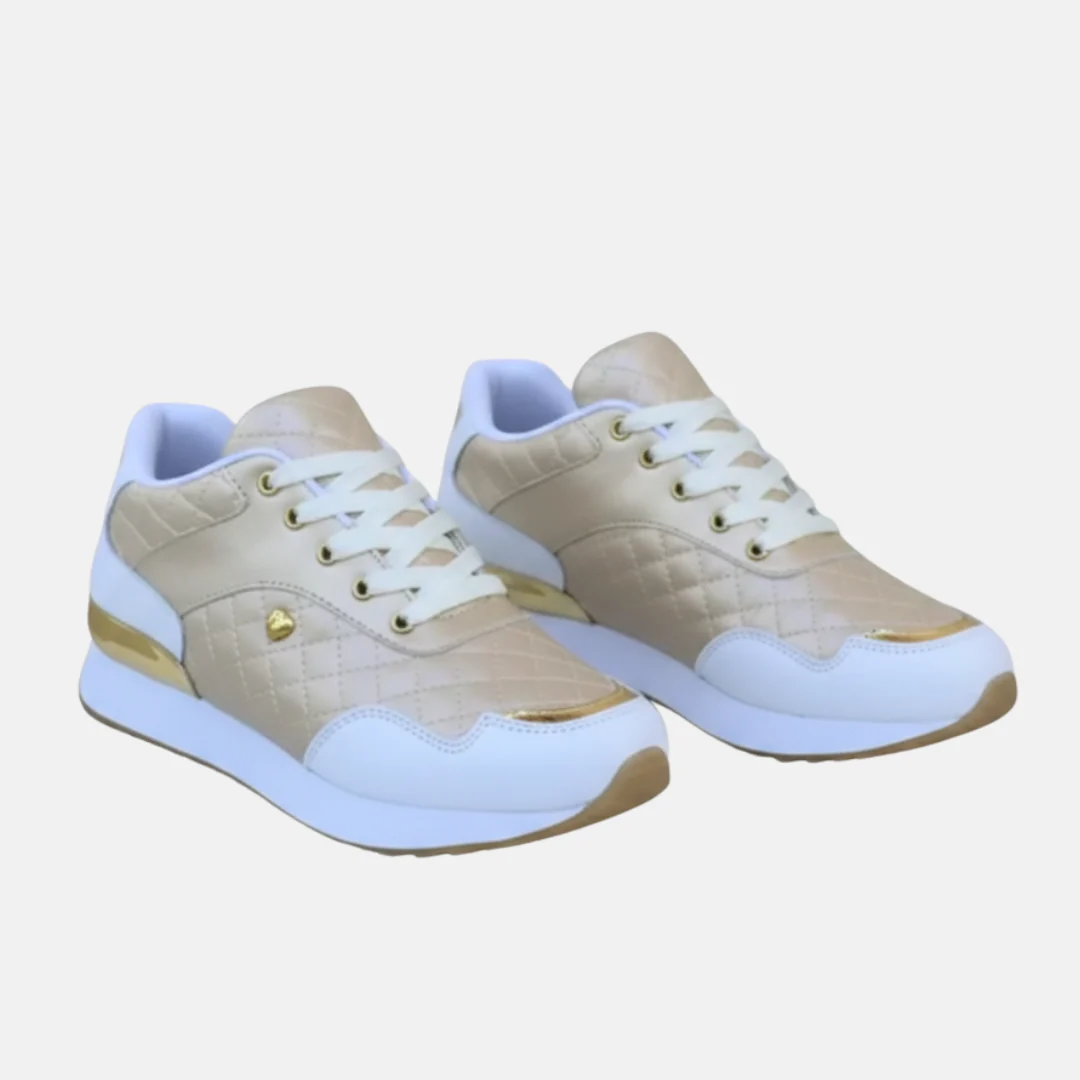 Amelia Orthopedic Quilted Sneakers | Gold Accent Heart Sneakers - Image 5