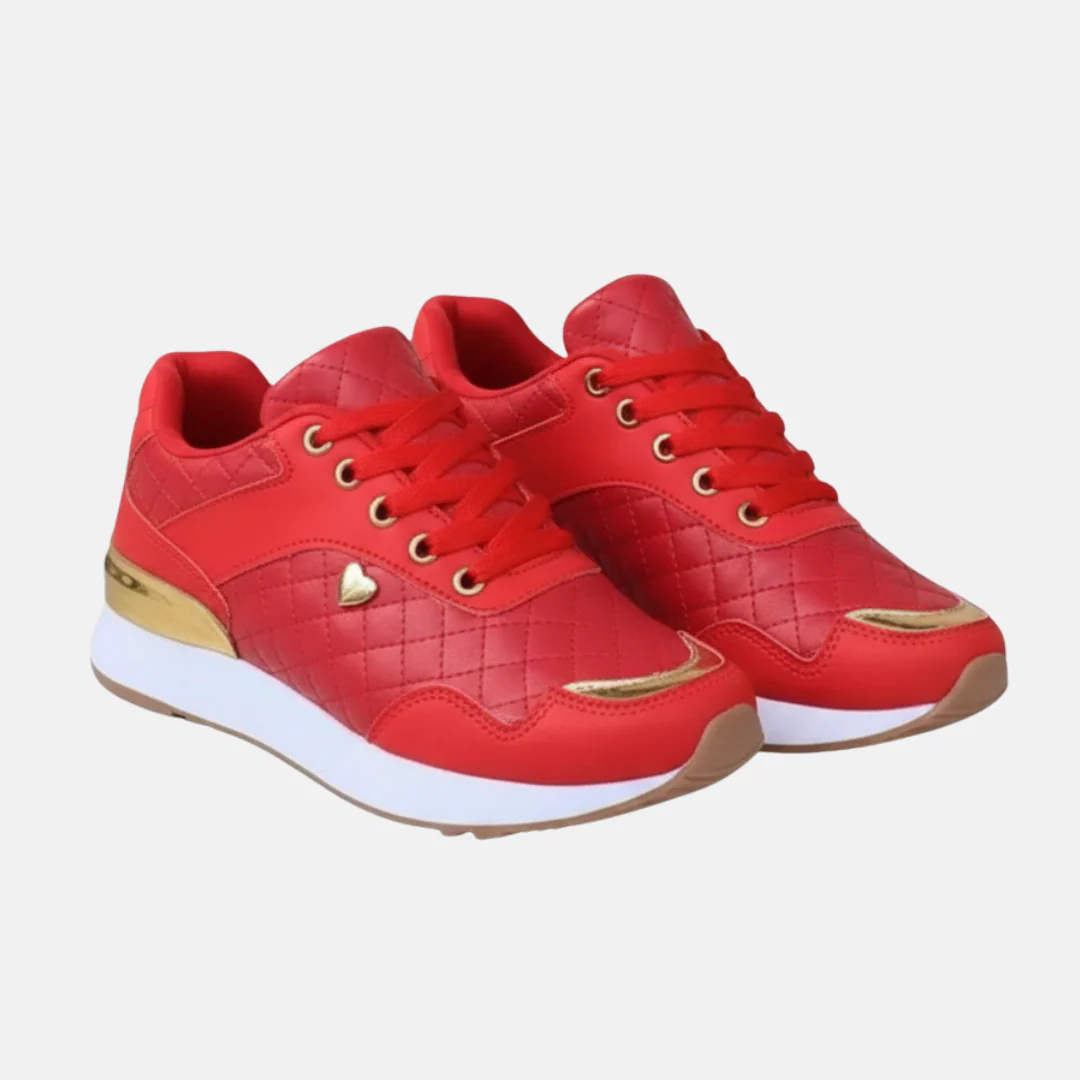 Amelia Orthopedic Quilted Sneakers | Gold Accent Heart Sneakers - Image 6