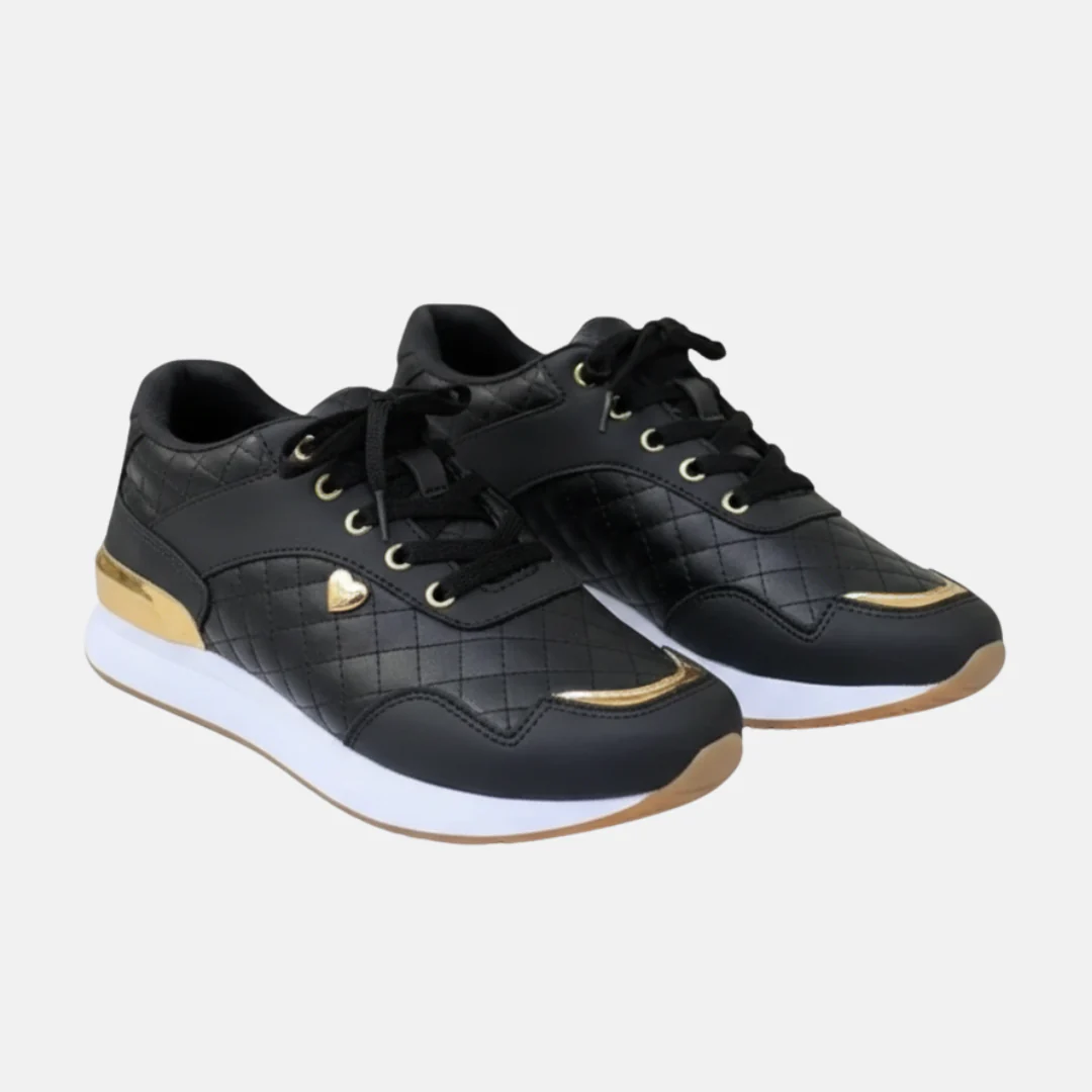 Amelia Orthopedic Quilted Sneakers | Gold Accent Heart Sneakers - Image 7