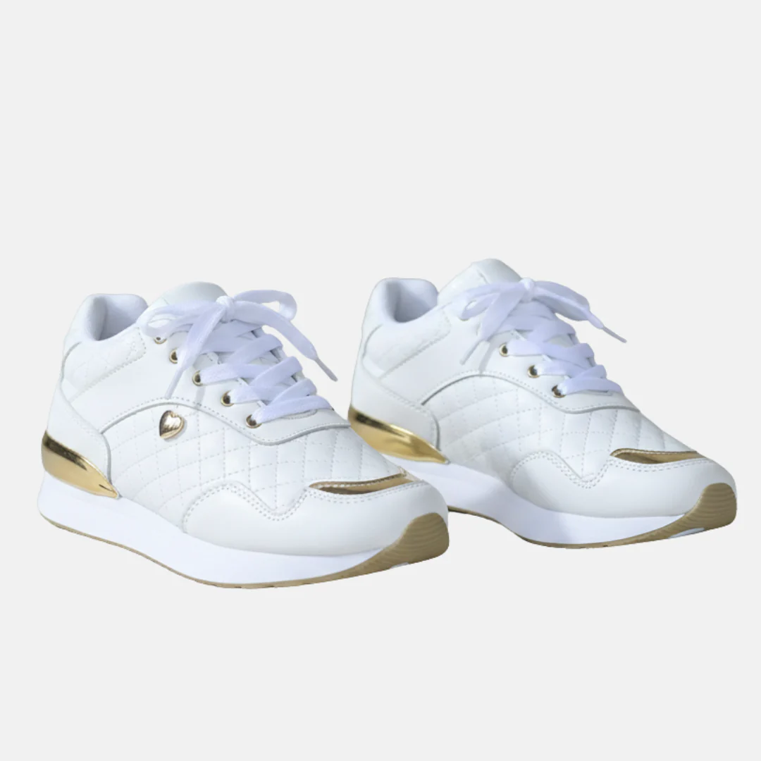 Amelia Orthopedic Quilted Sneakers | Gold Accent Heart Sneakers - Image 8