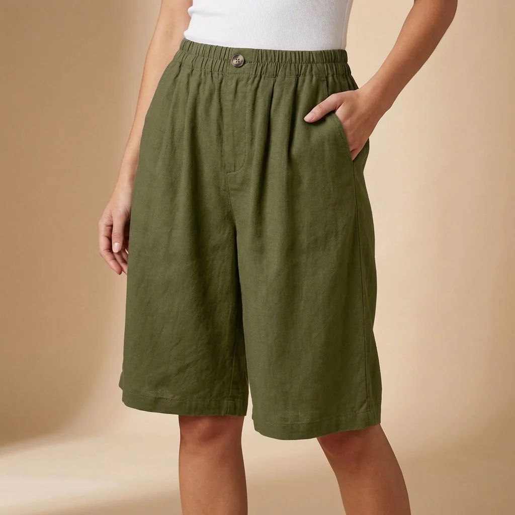Amelia Relaxed Fit Shorts | Elastic Waist Pockets Shorts