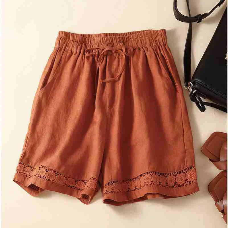 Amelia Relaxed Fit Shorts | Embroidered Trim Drawstring Shorts - Image 4