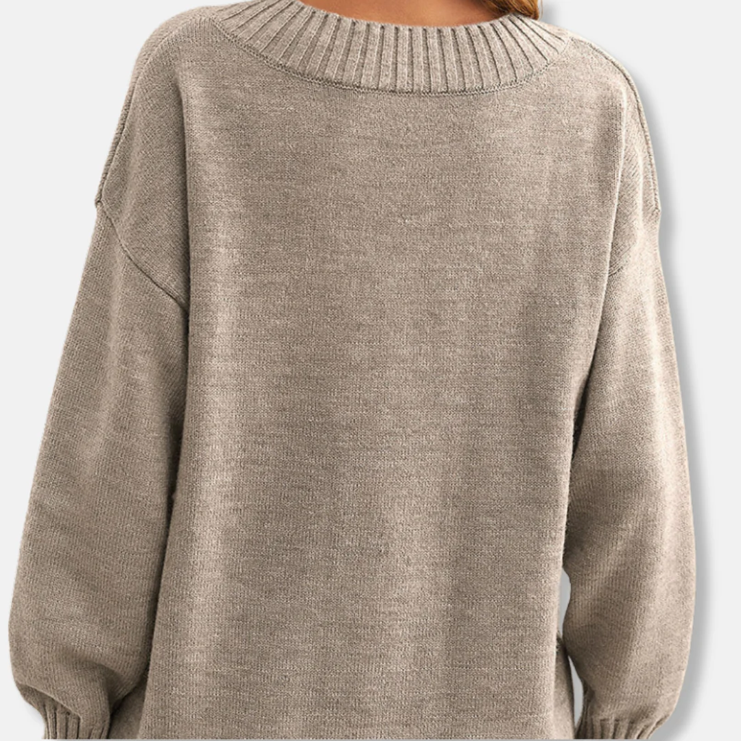 Amelia Ribbed V-Neck Sweater | Solid Relaxed Fit Sweater - Image 3