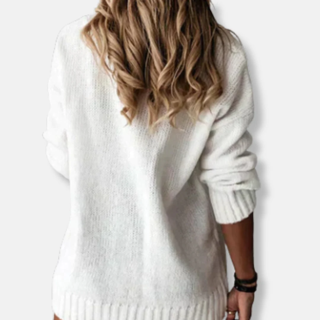 Amelia Ribbed V-Neck Sweater | Solid Relaxed Fit Sweater - Image 6