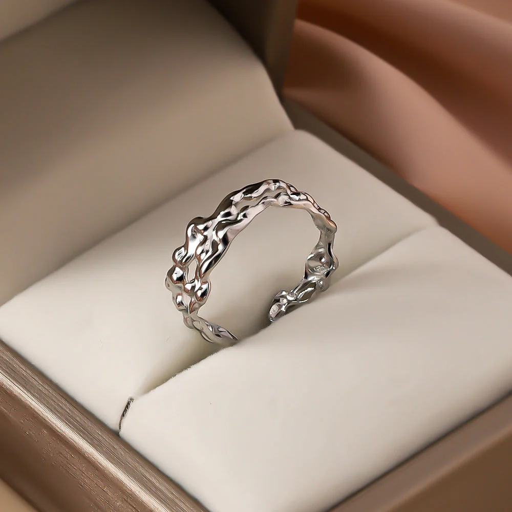 Amelia Textured Open Band Ring | Molten Abstract Ring - Image 2