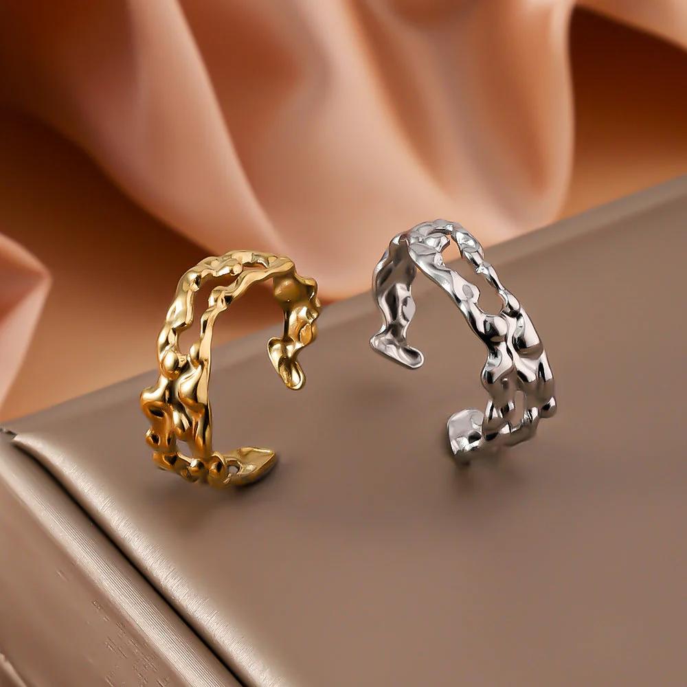 Amelia Textured Open Band Ring | Molten Abstract Ring - Image 3