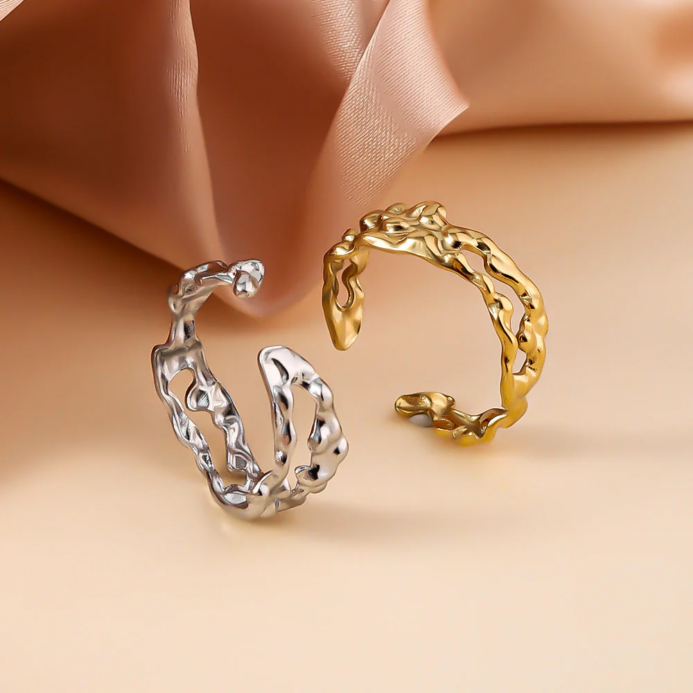 Amelia Textured Open Band Ring | Molten Abstract Ring - Image 5