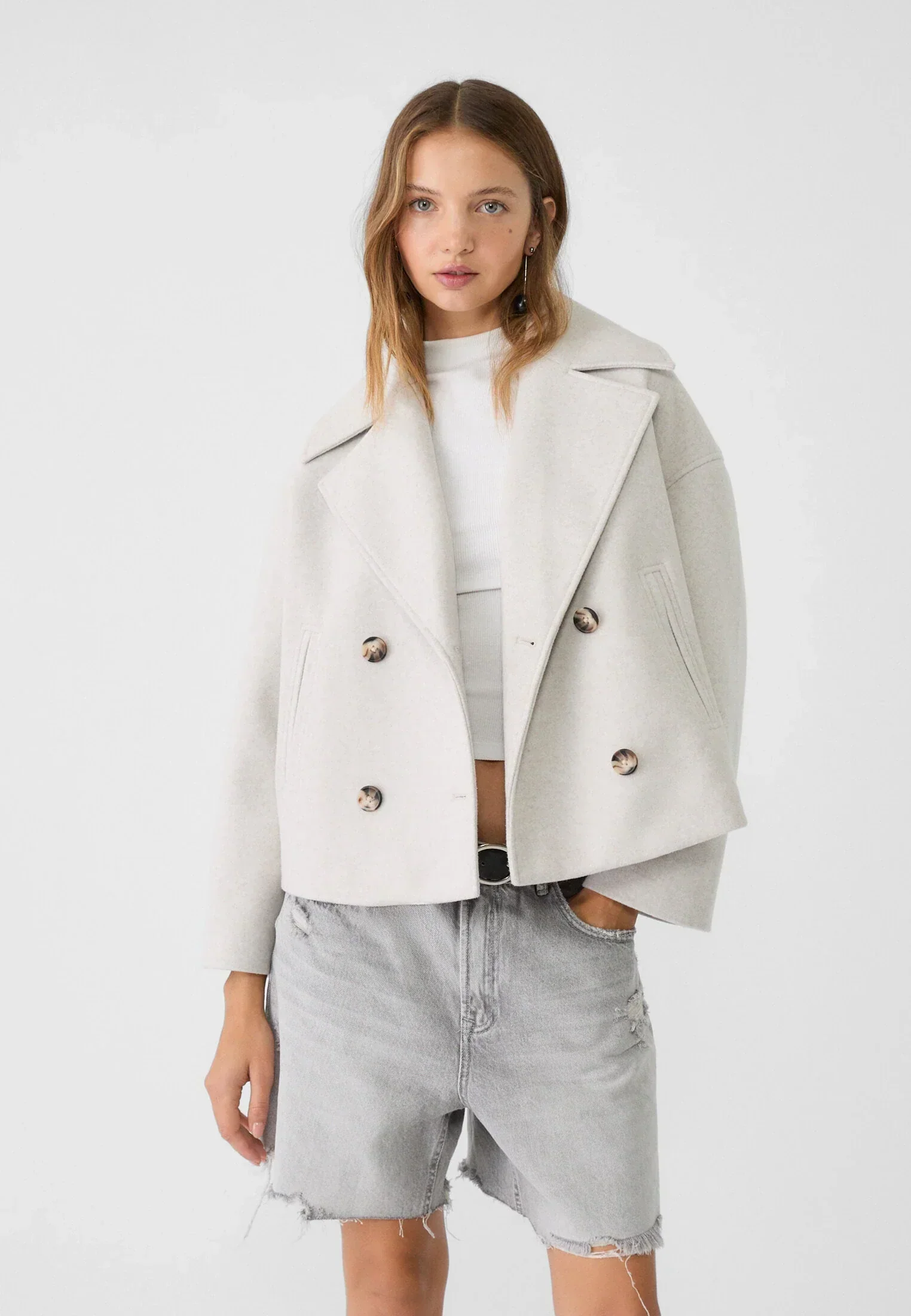 Amelia Cropped Double-Breasted Jacket | Relaxed Fit Button Front Jacket - Image 2