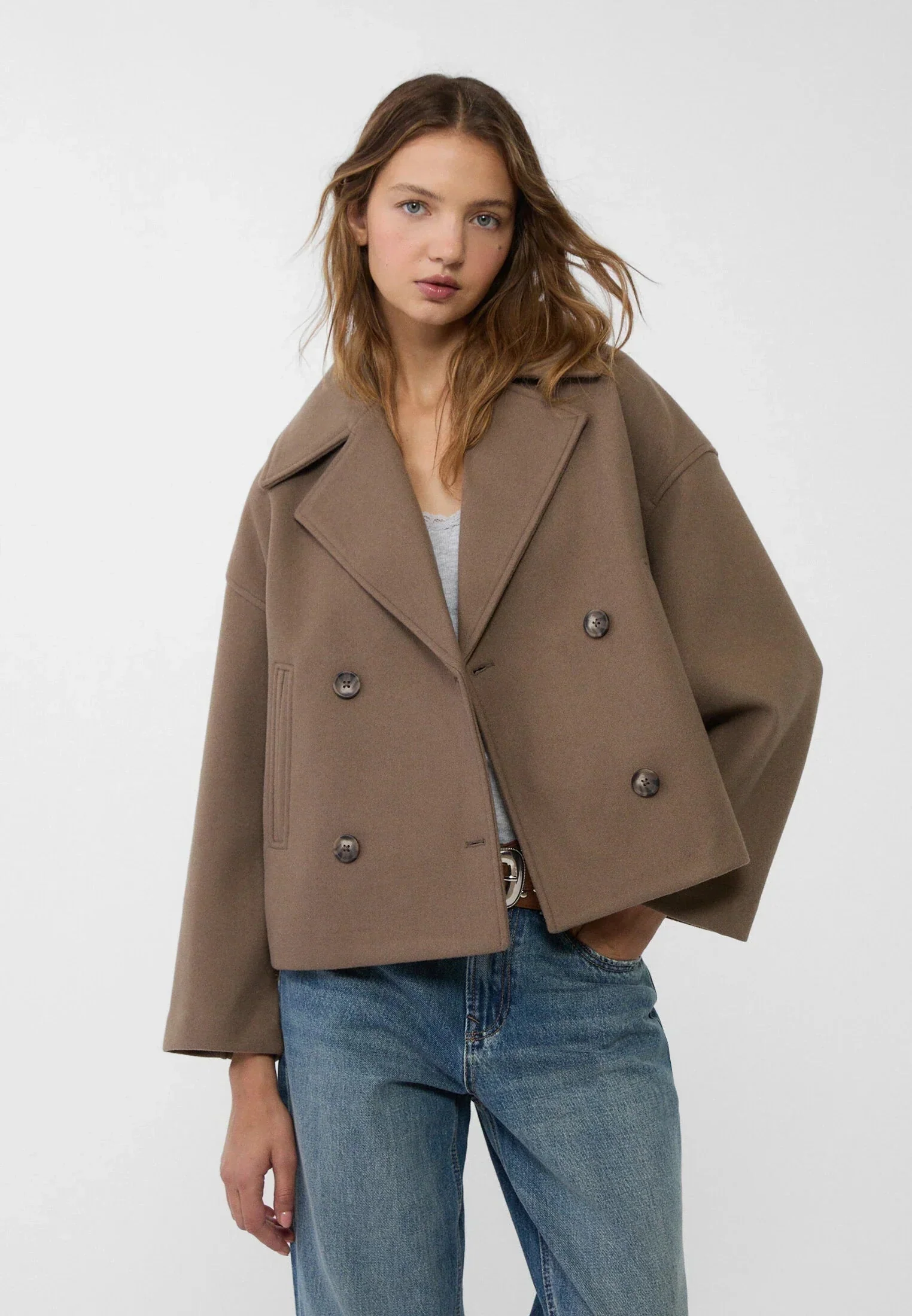 Amelia Cropped Double-Breasted Jacket | Relaxed Fit Button Front Jacket - Image 5