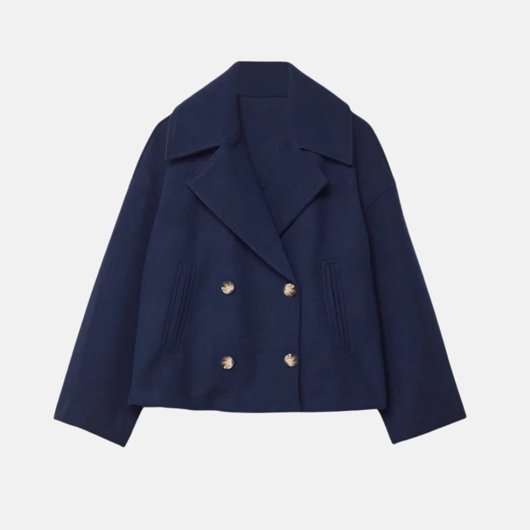 Amelia Cropped Double-Breasted Jacket | Relaxed Fit Button Front Jacket - Image 9