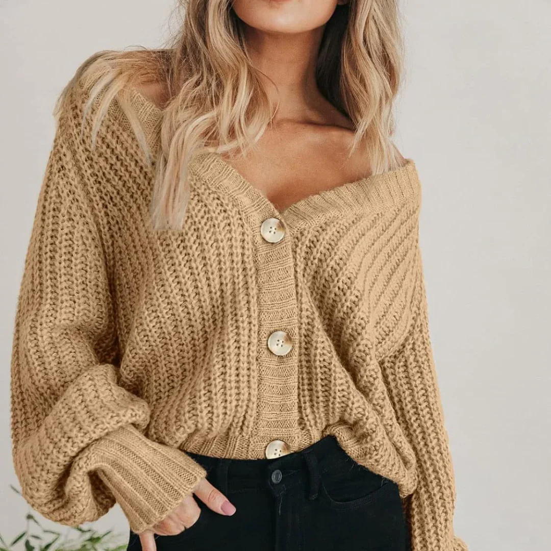 Amelia Relaxed Fit Cardigan | Button Front Chunky Knit Cardigan - Image 2