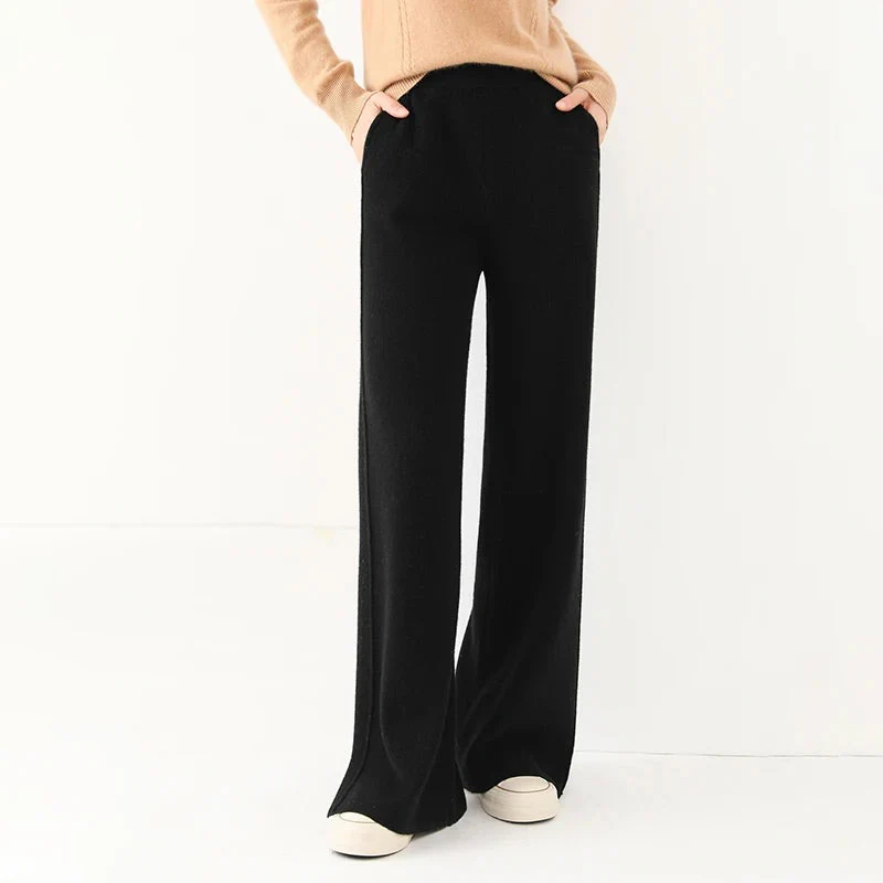 Anna Relaxed Wide-Leg Pants | Solid Full-Length Knit Pants - Image 4