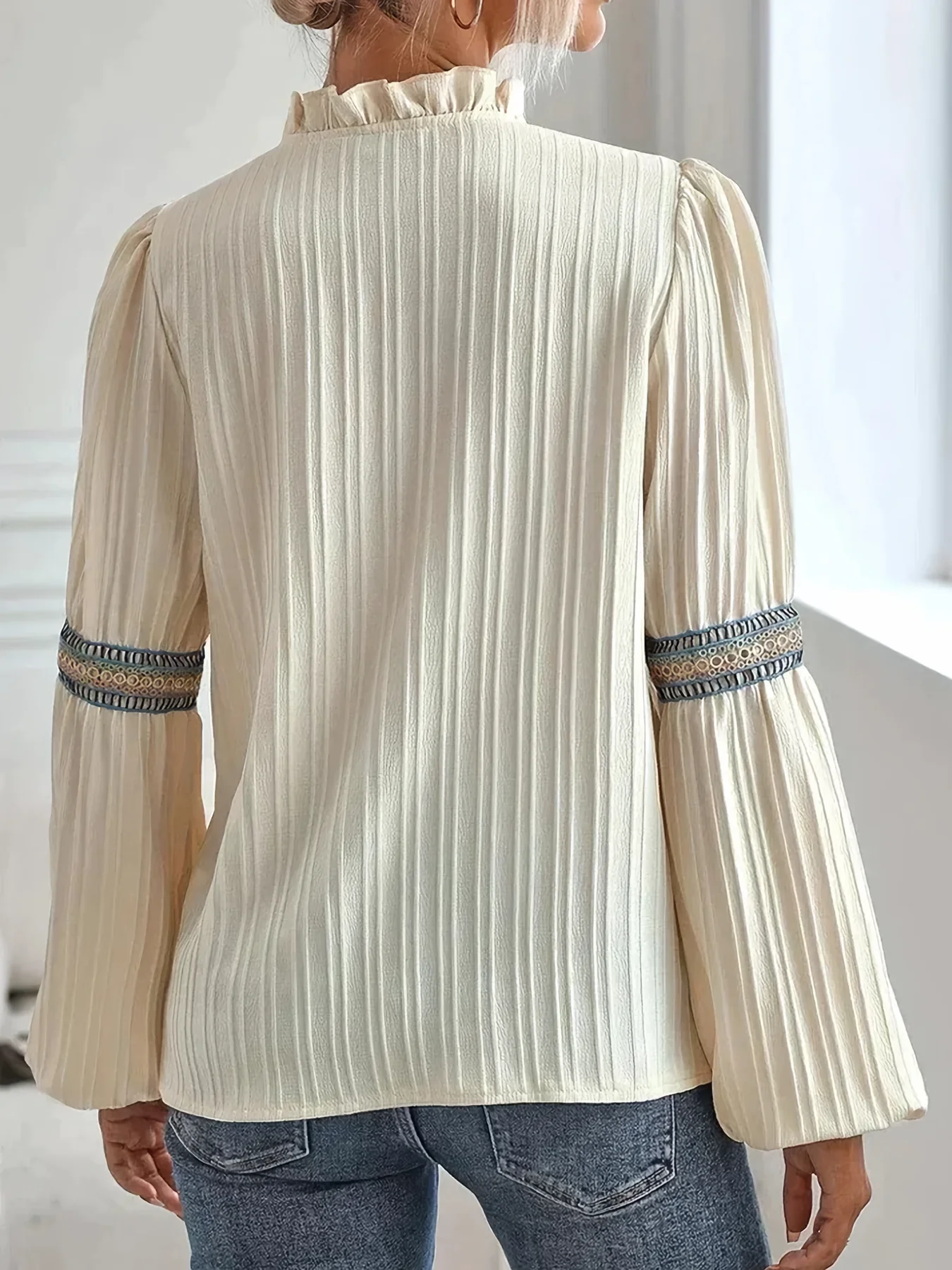 Annabella Blouse | Long Sleeve V-Neck Ruffle Blouse - Image 4