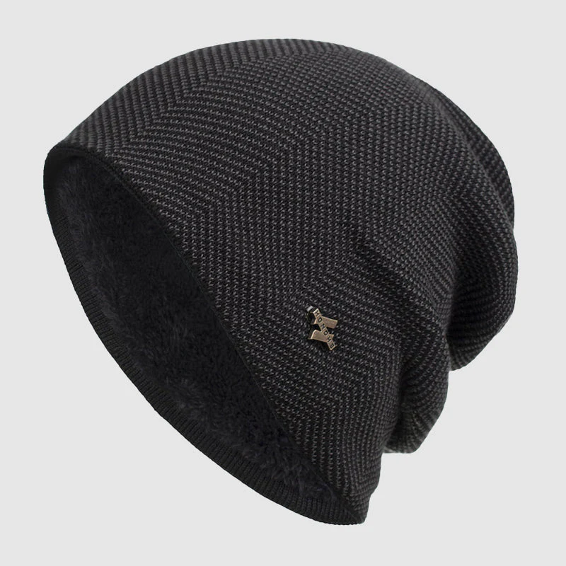Arthur Relaxed Fit Beanie | Chevron Pattern Ribbed Brim Beanie
