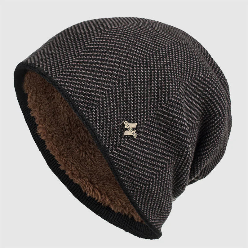 Arthur Relaxed Fit Beanie | Chevron Pattern Ribbed Brim Beanie - Image 2