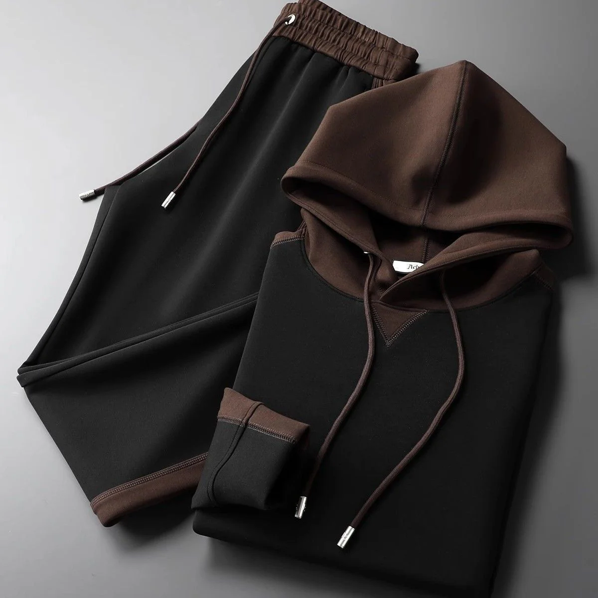 Arthur Relaxed Fit Hoodie And Joggers Two-Piece Set | Drawstring Hood Contrast Panels Tracksuit - Image 3