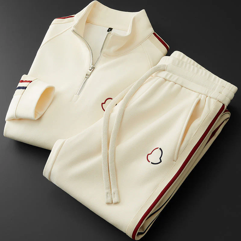 Arthur Fleece Track Jacket Two-Piece Set | Striped Mock Neck Men’s Tracksuit - Image 2