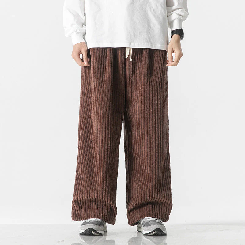 Arthur Ribbed Relaxed Fit Pants | Drawstring Waist Casual Pants - Image 3