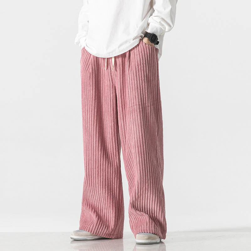 Arthur Ribbed Relaxed Fit Pants | Drawstring Waist Casual Pants - Image 5