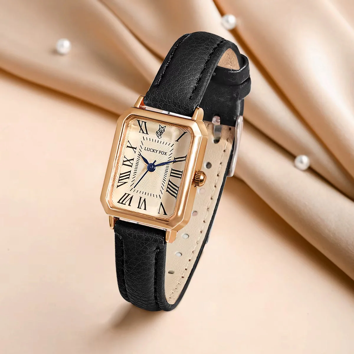 Ava Rectangular Wrist Watch | Roman Numerals Wrist Watch - Image 4