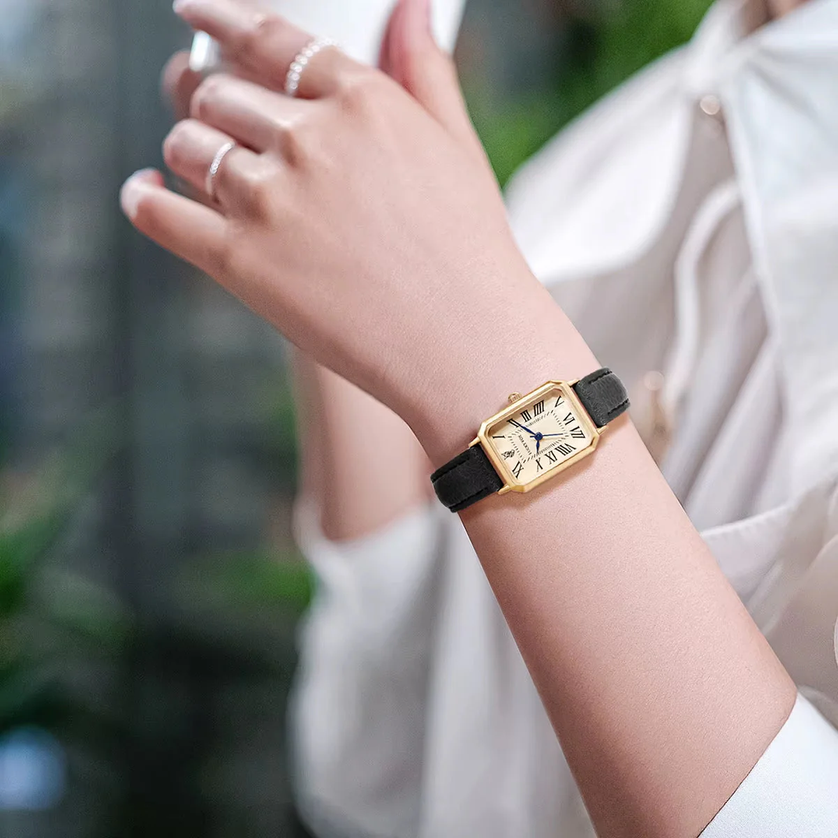 Ava Rectangular Wrist Watch | Roman Numerals Wrist Watch - Image 5