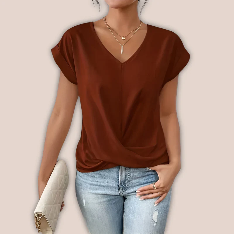 Beatrix Top | Casual V-Neck Twist Summer Blouse - Image 4