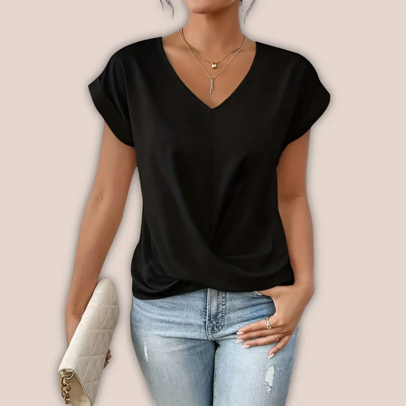 Beatrix Top | Casual V-Neck Twist Summer Blouse - Image 5