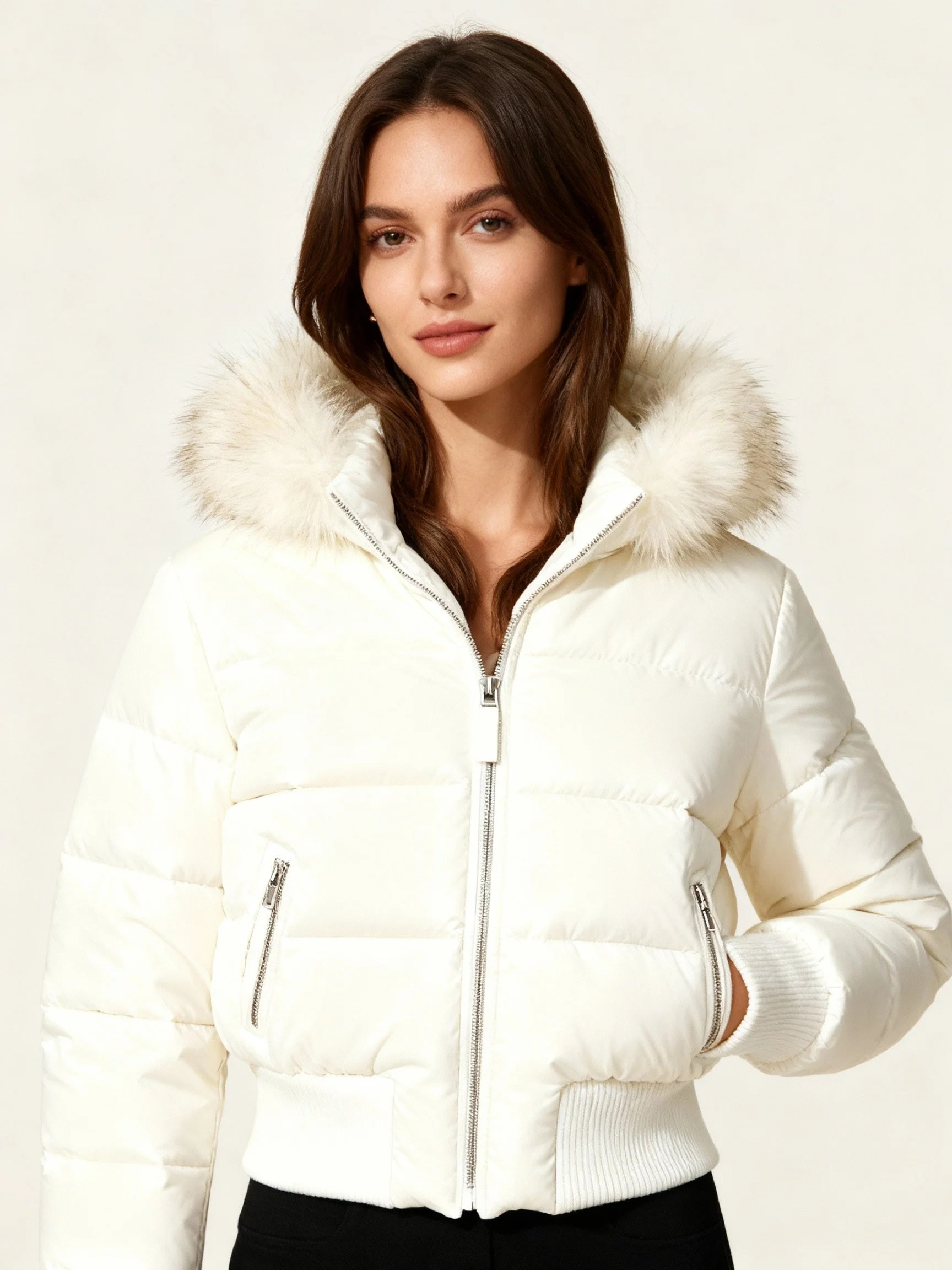 Charlotte Quilted Relaxed Fit Puffer Jacket | Fur Trim Hood Ribbed Cuffs Puffer Jacket - Image 4