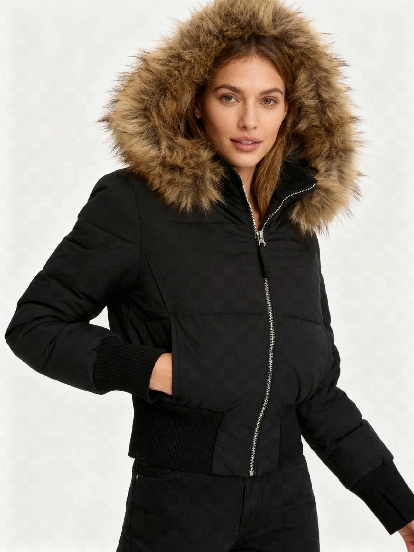 Charlotte Quilted Relaxed Fit Puffer Jacket | Fur Trim Hood Ribbed Cuffs Puffer Jacket - Image 5