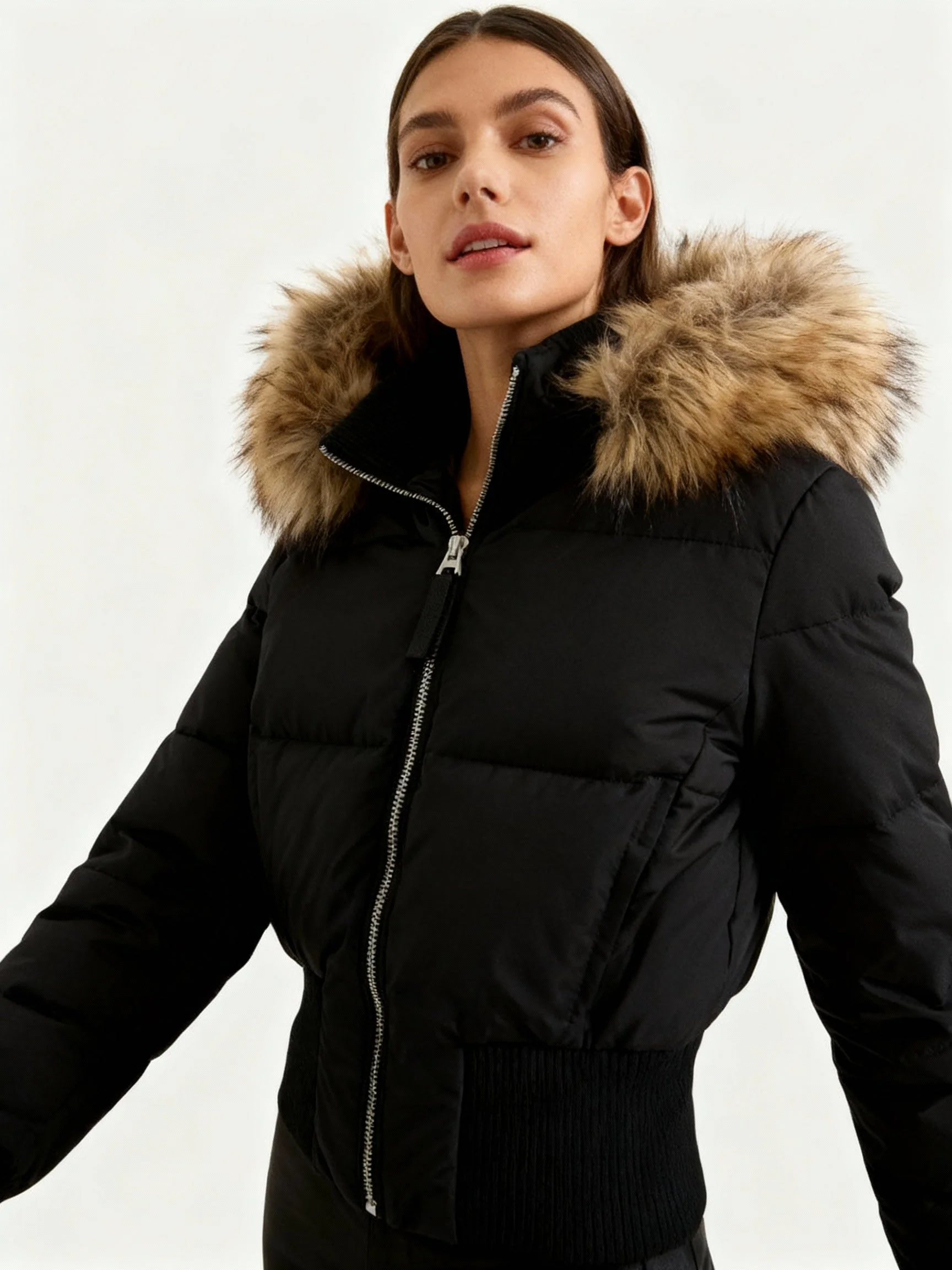 Charlotte Quilted Relaxed Fit Puffer Jacket | Fur Trim Hood Ribbed Cuffs Puffer Jacket - Image 6