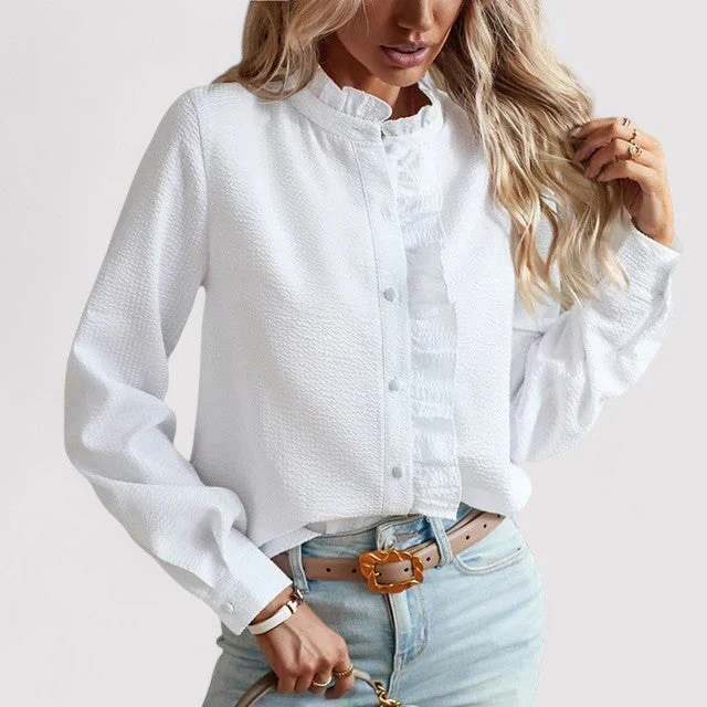 Christina Blouse | Women’s Chic Ruffled Button-Down Blouse - Image 4