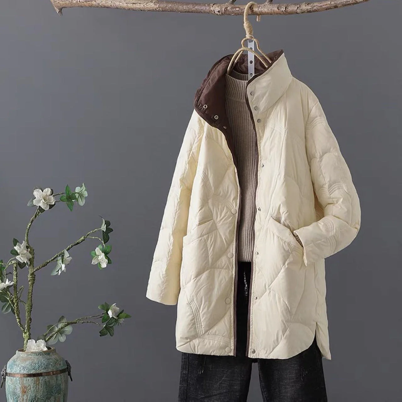 Clara Oversized Puffer Jacket | Longline Stand Collar Jacket