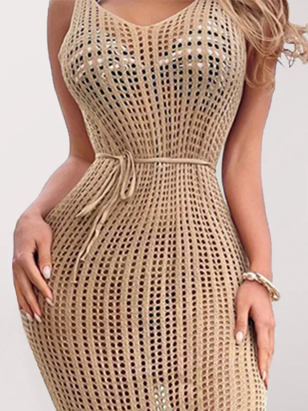 Cover Up | Qazira Hollow Knit Backless Maxi Dress - Image 2
