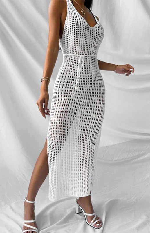 Cover Up | Qazira Hollow Knit Backless Maxi Dress - Image 6