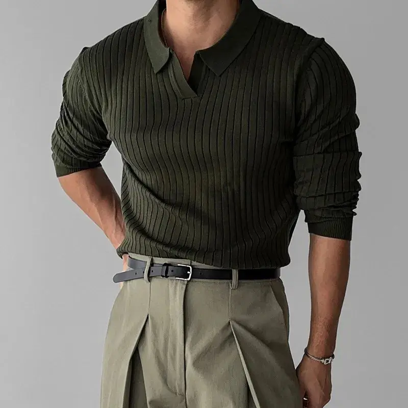 Diego Shirt | Men's Long Sleeve Knitted Polo - Image 5