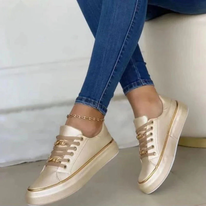 Elvia Shoes | Women's Gold Metal Accent Shoes - Image 3