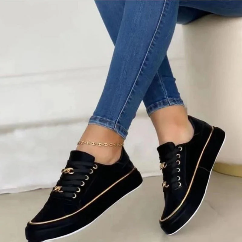 Elvia Shoes | Women's Gold Metal Accent Shoes - Image 4