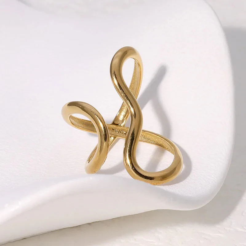 Isla Modern Sculptural Open Ring | Abstract Gold-Tone Statement Band - Image 2