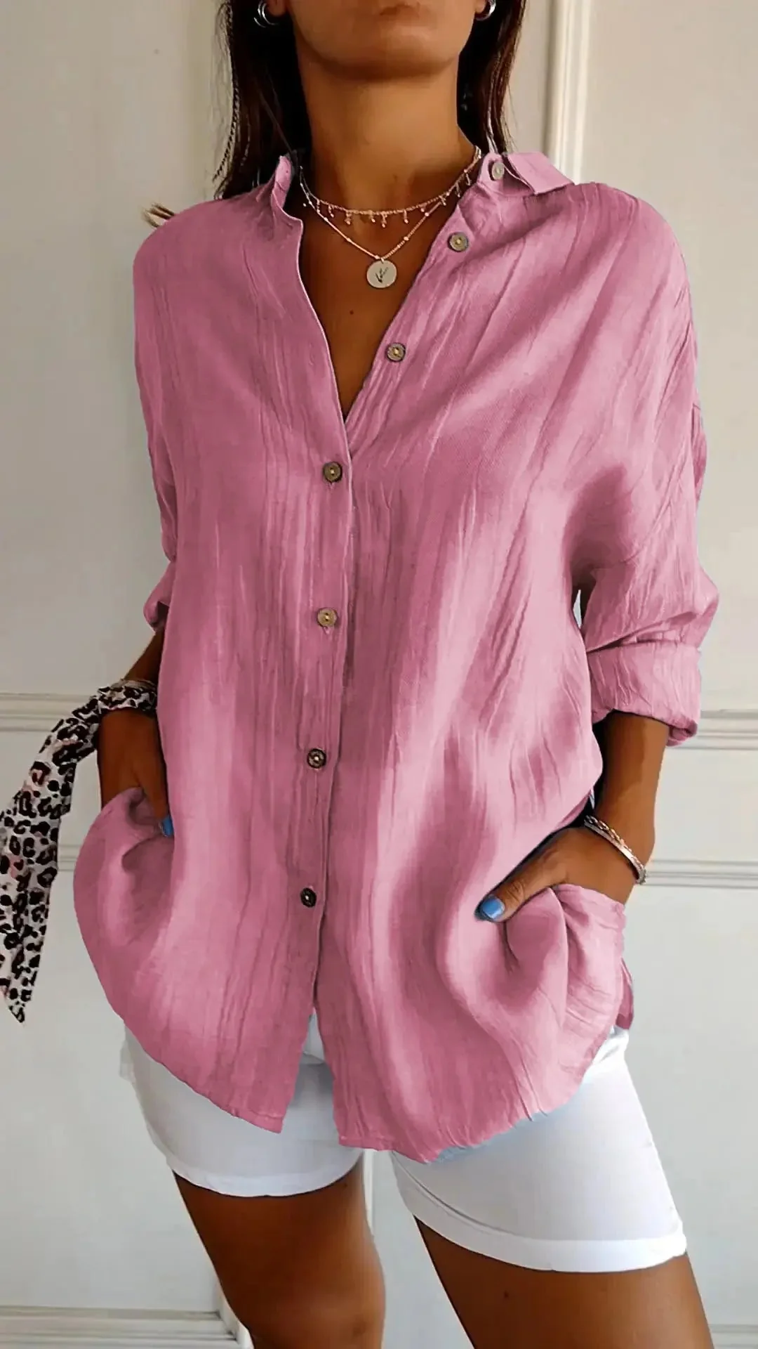 Fallon Blouse | Relaxed Button-Up Long-Sleeve Blouse - Image 3