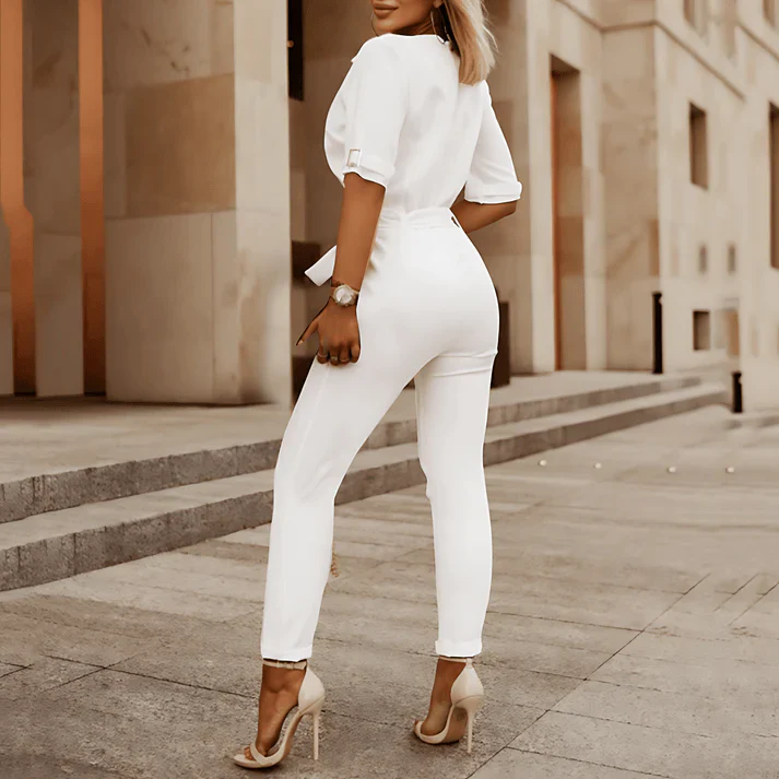 Fari Jumpsuit | Women’s Chic Belted V-Neck Jumpsuit - Image 4