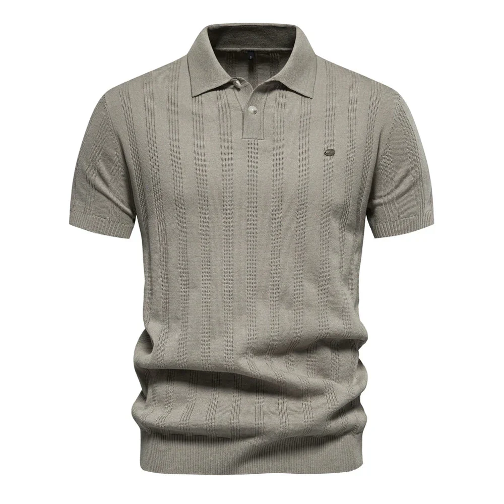 Faustine Polo | Men’s Knit Striped Short Sleeve Shirt - Image 3