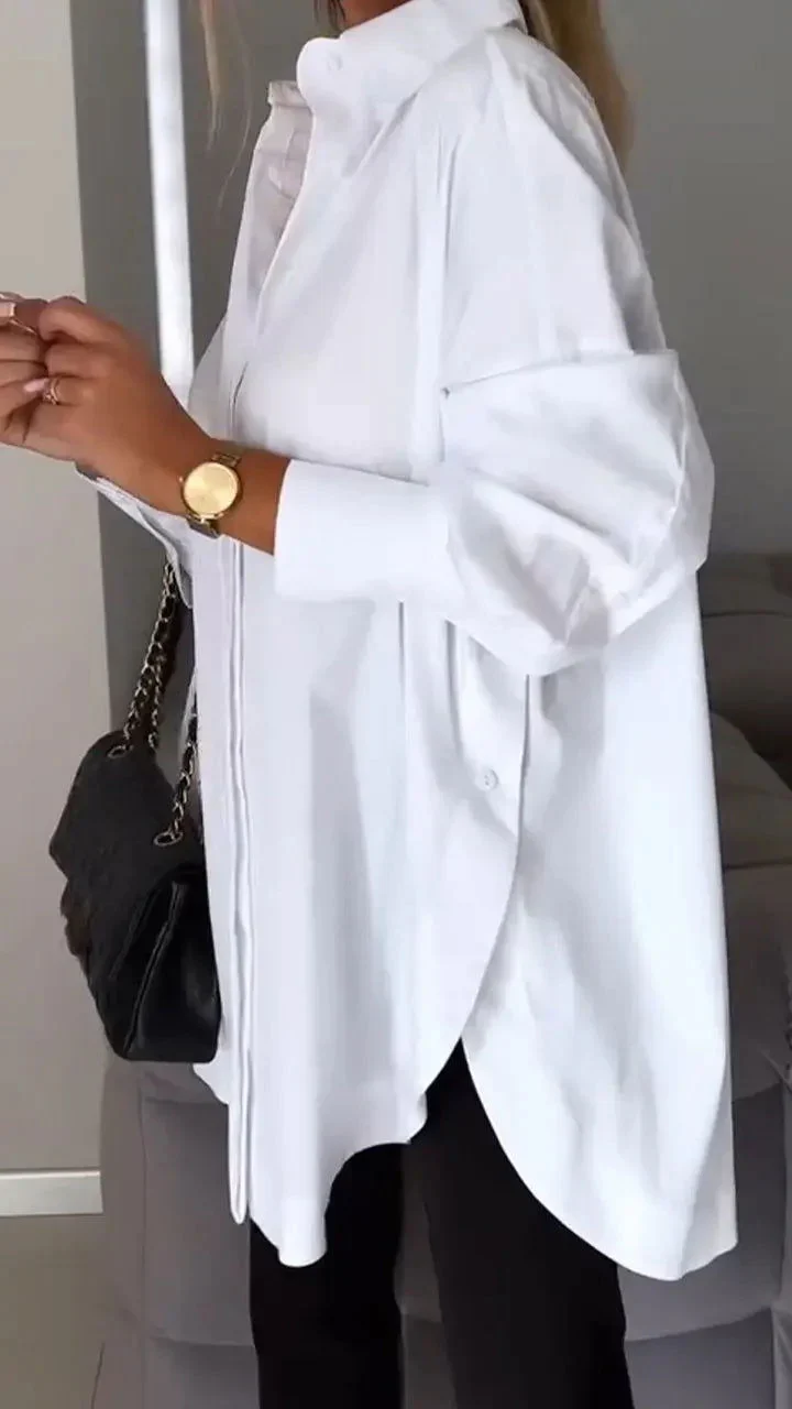 Fawnia Shirt | Oversized Long Sleeve Lapel Blouse - Image 3
